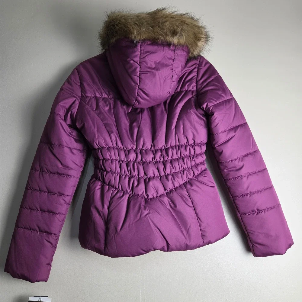 Celebrity Pink Girls Orchid Purple Faux Fur Hood Puffer Jacket Large NWT